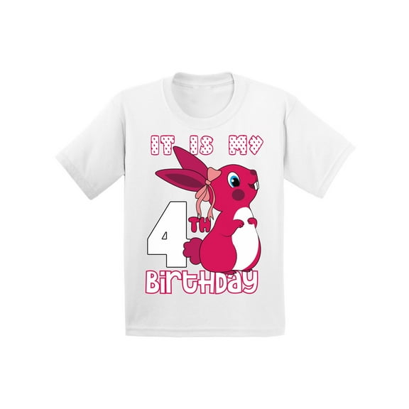 Awkward Styles It is My 4th Birthday T-shirt Pink Bunny Toddler Shirt Birthday Girl Tee