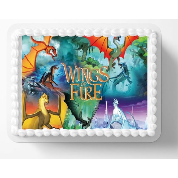 Fire Wings Dragons Mystical Birthday Edible Icing Image Cake Topper, by Tnct.
