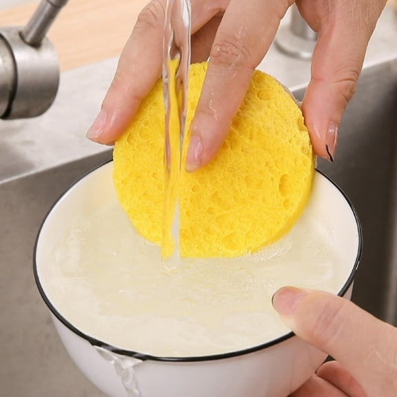 10pcs Kitchen sponges for Washing Dishes, Round Natural Cleaning Sponge, Cellulose Eco-Friendly No Odor, Dusting, Cleaning Bathroom