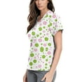 thumbnail image 3 of Scrub Women Petite,Floral Print Scrub Tops - Side Pocket Design for Nurses & Healthcare Workers - White - S, 3 of 5
