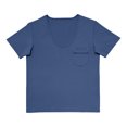 thumbnail image 6 of Yifymode Men's U Neck Short Sleeve Shirt, Tie Detail Pocket Design Casual Sports Style Top Blue 2XL, 6 of 6
