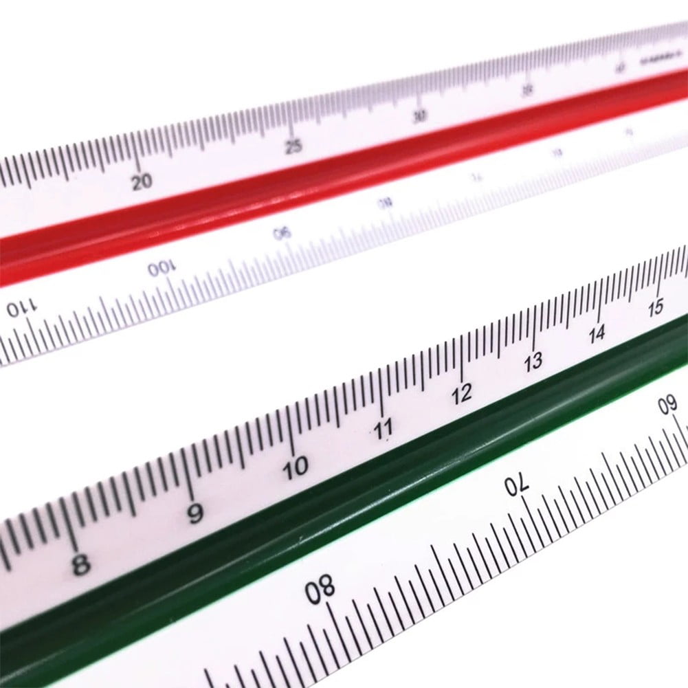 30cm Color Coded Side Triangular Metric Scale Ruler 1:100