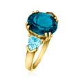 thumbnail image 3 of Ross-Simons 5.40 ct. t.w. Tonal Blue Topaz 3-Stone Ring in 14kt Yellow Gold, Women's, Adult, 3 of 6