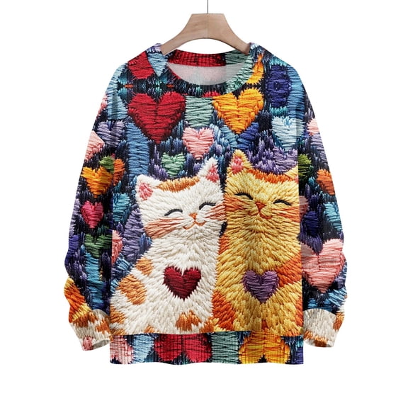 CCRFTGI Valentine's Day Girls Sweatshirt Size 10-12 Cute Print Pullover Shirts Holiday Knit Long Sleeve Sweaters Chunky Crewneck Fall Spring Tops Gifts for Girls Blue 4-5Y