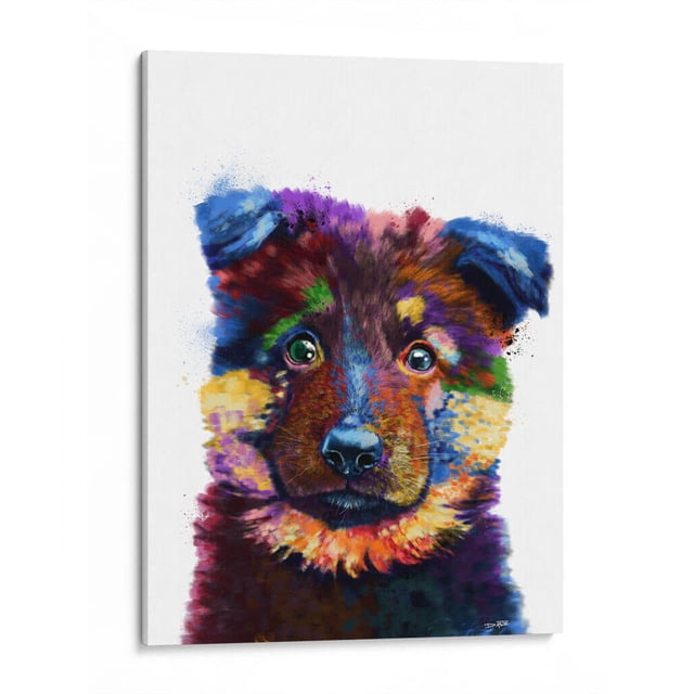 Cuadro decorativo - Pequeño Pastor Alemán, Hue Art 60x80 Canvas Lab Animales, Colorido, Ilustraciones, Niños, Perros, Naturaleza, Animales y naturaleza,