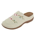 thumbnail image 1 of Dsscvnef Embroidered Bao Toe Slippers Women's Large Size Round Toe Bao Toe Wedge Outer Wear Half Slip Mules, 1 of 9