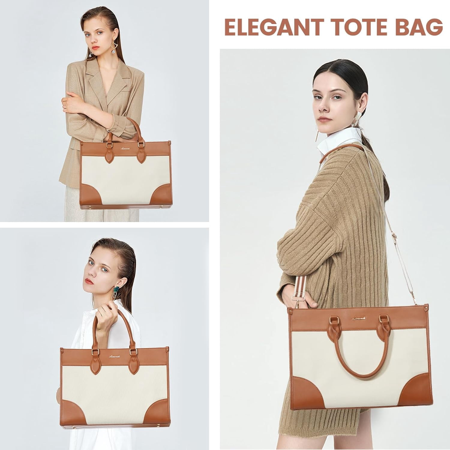LOVEVOOK Laptop Bag for Women 15.6 lnch,Waterproof Laptops Tote Bags for Womens,Professional Work Bags for Women with Cup Holder,Large Laptop Purse Computer Briefcase Office Teacher Clutch Bag,2 PCS
