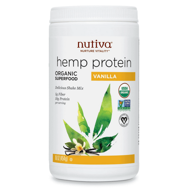 Nutiva Organic Hemp Protein Powder, Vanilla, 15g Protein, 1.0lb, 16.0oz