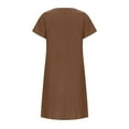 thumbnail image 5 of USSUMA Short Sleeve Summer Dresses for Women Casual Plus Size Linen Cotton T Shirt Beach Party Midi Sundresses V Neck Plus Dress Short Solid Pleated Sun Dress Wedding Guest, 5 of 8