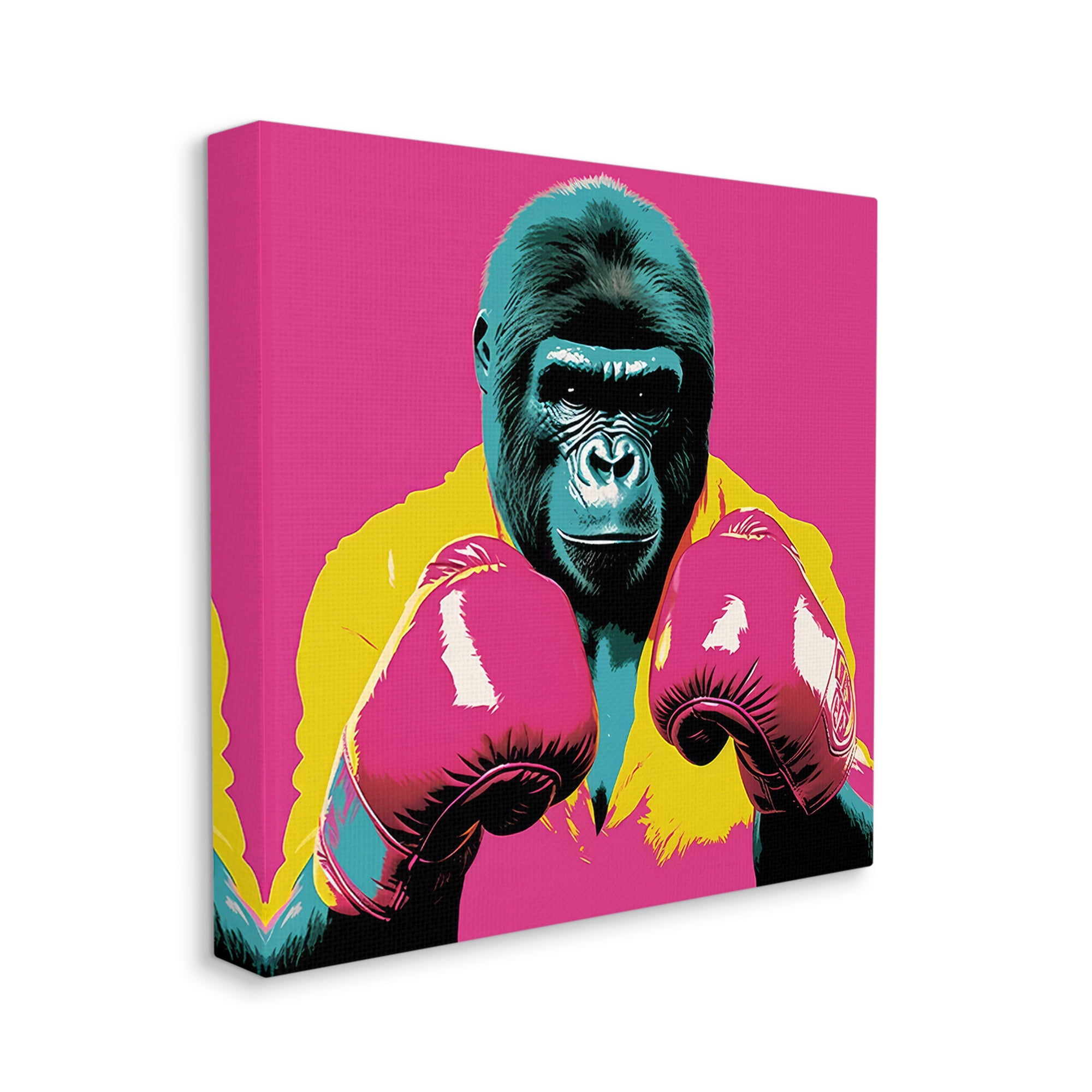 Stupell Industries Gorilla Boxing Portrait Animals & Insects Painting Gallery Wrapped Canvas Art Print Wall Art, 36 x 36