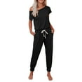 thumbnail image 1 of Honganda Women Solid Color Clothes Set, Off-shoulder Tops+Drawstring Long Pants, 1 of 8
