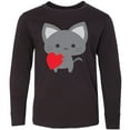 thumbnail image 3 of Inktastic Heart Cat Long Sleeve Youth T-Shirt, 3 of 5