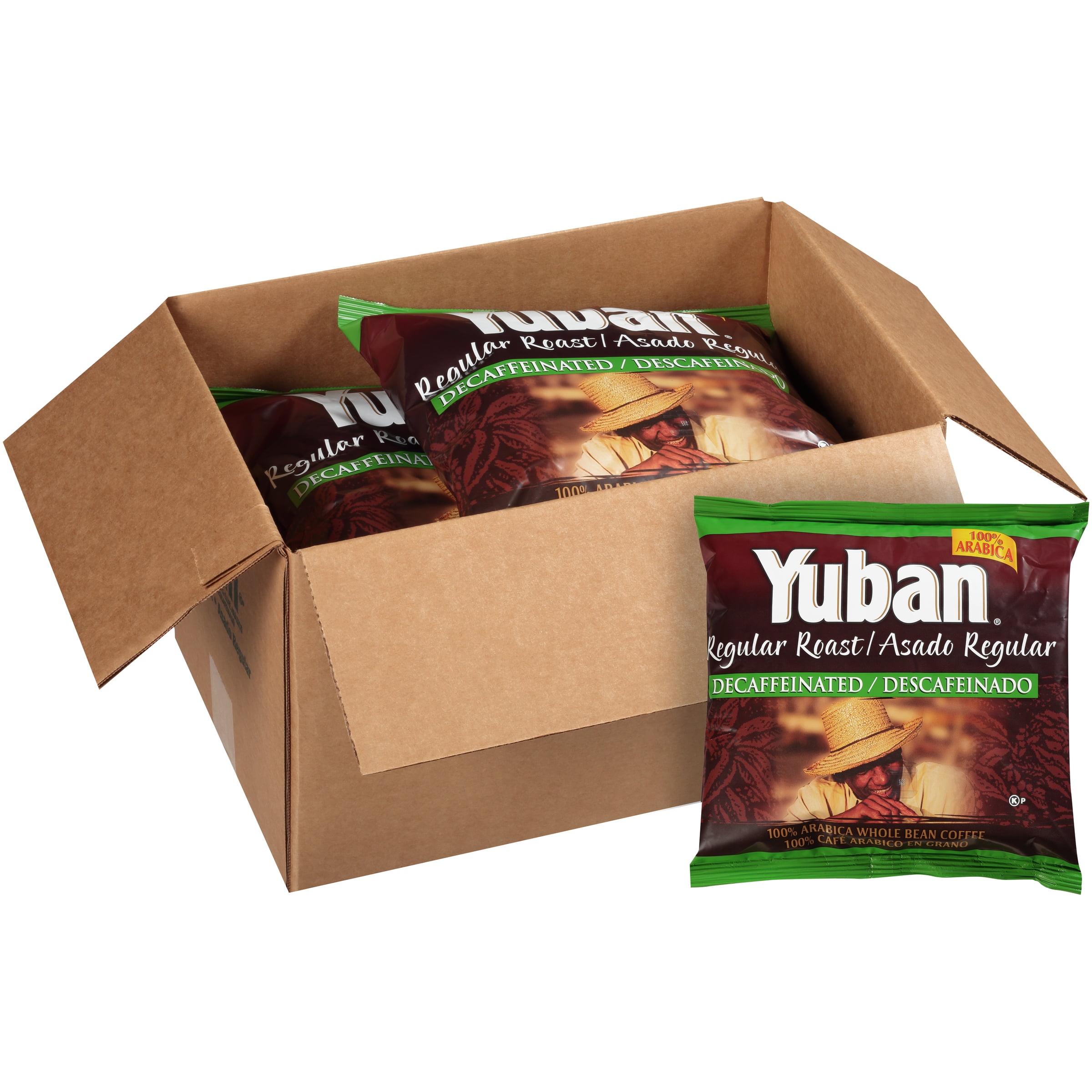 YUBAN Regular Roast Decaffeinated Whole Coffee Beans, 2 lb. Bag (Pack