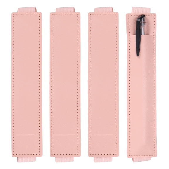 Uxcell 6 Pcs Adjustable Pen Loop Holder for Notebook, PU Leather Pen Holder Pencil Sleeve Elastic Strap Band Designed for Journals Clipboards, Notebooks, Journals, Calendars (Pink)