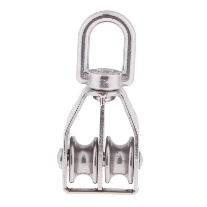 Details about   Stainless Steel 304 Double Wheel Swivel Pulley Block Loading Sheave HookLifti yL 