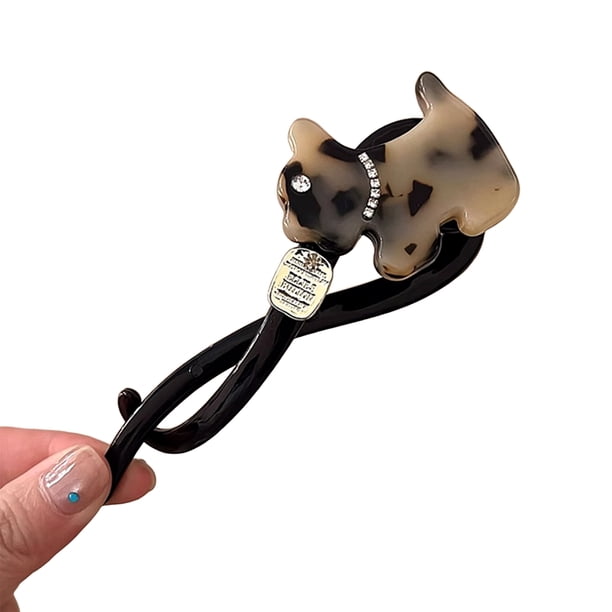 Horquilla con forma de gato y cachorro de perlas de imitación para el pelo, pinza para el pelo de acrílico, herramienta para peinar el cabello, accesorios para el cabello