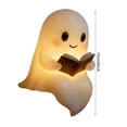 thumbnail image 4 of Halloween Ghost Figurine Statue, Cute Ghost Reading Book Lamp, 3D Unique Night Light Gifts Tabletop Ornament Decoration Cartoon Resin Sculpture for Holiday Decor, S, 4 of 7