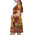 thumbnail image 2 of Fotbe Bouquet d'Automne Citrouille pour l'Action de Grâce Robe Décontractée Mode Femme Manches Courtes Robe Maxi Robe T-Shirt Rayée Longue à Blocs de Couleur, 2 of 6