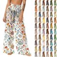 thumbnail image 1 of Pincandy Women See Through Sheer Mesh Pants Beach Swimsuit Bikini Bottom Cover up Party Club Elastic High Waist Wide Leg Pants, 1 of 7