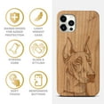 thumbnail image 4 of Case Yard Wooden Case Outside Soft TPU Silicone, Slim Fit Shockproof Wood Protective Phone Cover for Girls Boys Men and Women, Supports Wireless Charging Doberman Design case for iPhone-11-Pro-Max, 4 of 7