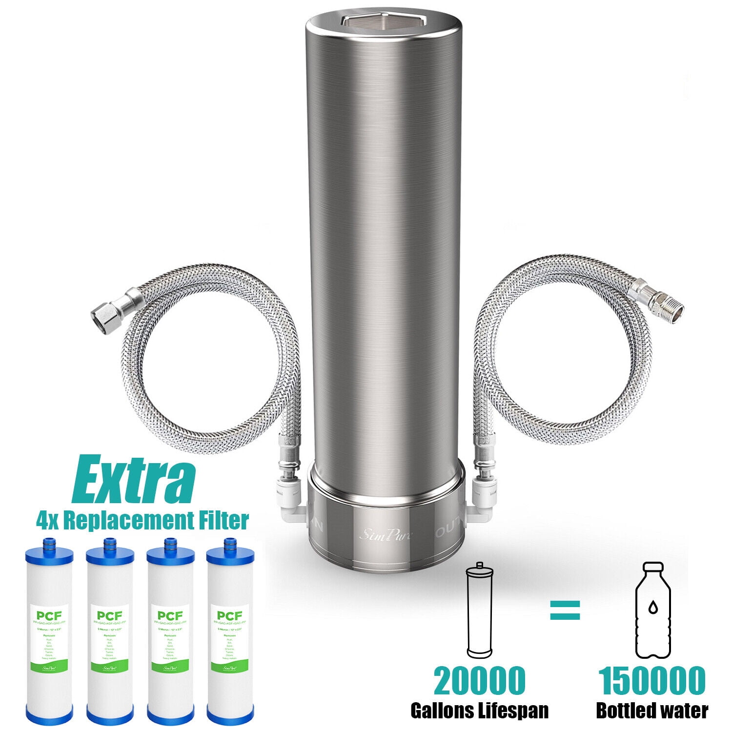 SimPure V7 Under Sink Water Filter, 5Stage Stainless Steel Water