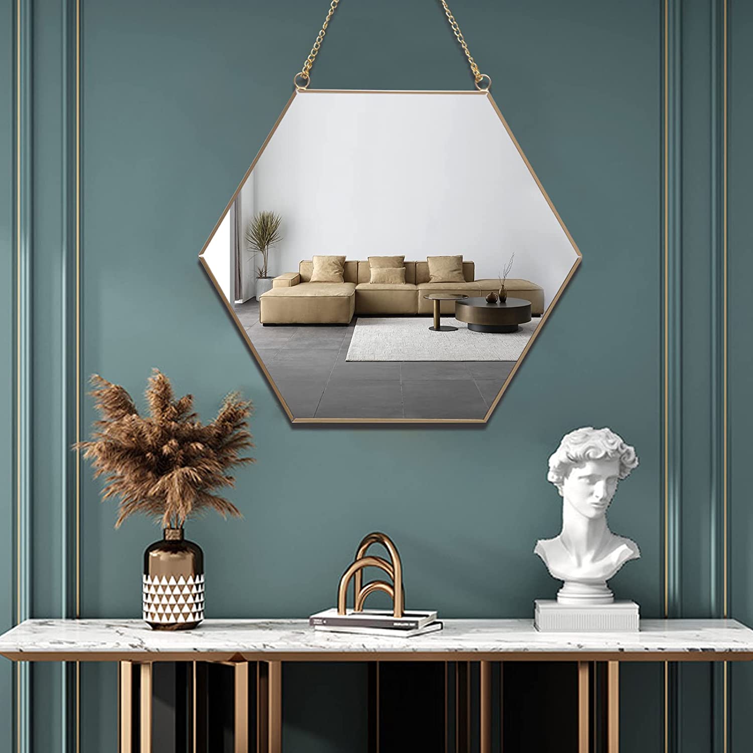 Hexagon Gold Mirror Small Decorative Hanging Mirrors