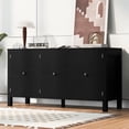 thumbnail image 2 of 3 Door Sideboard Buffet Cabinet, Kitchen Storage Cabinet With Curved Patterned Doors And Artistic 3-Door Design, Cupboard Console Table For Living Room, 2 of 9