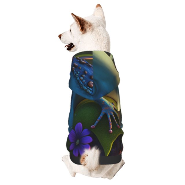 Fotbe Cute Blue Frog Sudadera con Estampado para Perros Pequeños – Suéter con Capucha para Mascotas, Tela Suave de Forro Polar con Bolsillo-Small