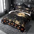 thumbnail image 3 of Erosebridal Cartoon Witch Quilt King 3 Pieces,Halloween Ghost Pumpkin King Coverlet Set,Black,1 Bedspread and 2 Pillowcases, 3 of 7