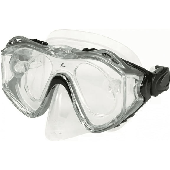 Leader xRx Adult Dive Mask w Rx Adapter Glass Lens Regular Fit Silver Unisex