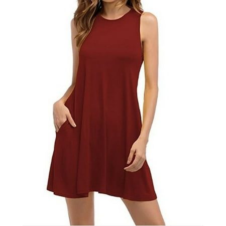 Vista - Women's Sleeveless Dresses Summer Casual Loose Plus Size Solid ...