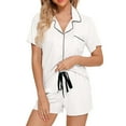thumbnail image 2 of TYGHBN Womens Pajamas Set Short Sleeve Sleepwear Button Down Nightwear Shorts Soft Home Wear Sets Pajama Gram Pajama plus Size Pajama Set for Women Plaid Pajamas for Women Fall Pajamas Women Organic, 2 of 5