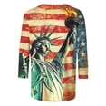 thumbnail image 3 of lcziwo Women American Flag Shirt Soft Casual 3/4 Sleeve Blouse 4Th Of July Printed Summer Family Round Neck Tshirt Army Green XXL, 3 of 6
