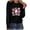 Black, variant on Womens Tops Plus Size Breast Cancer Day Printed Long Sleeve Casual Loose Round Neck T-shirt Blouse 5-Black