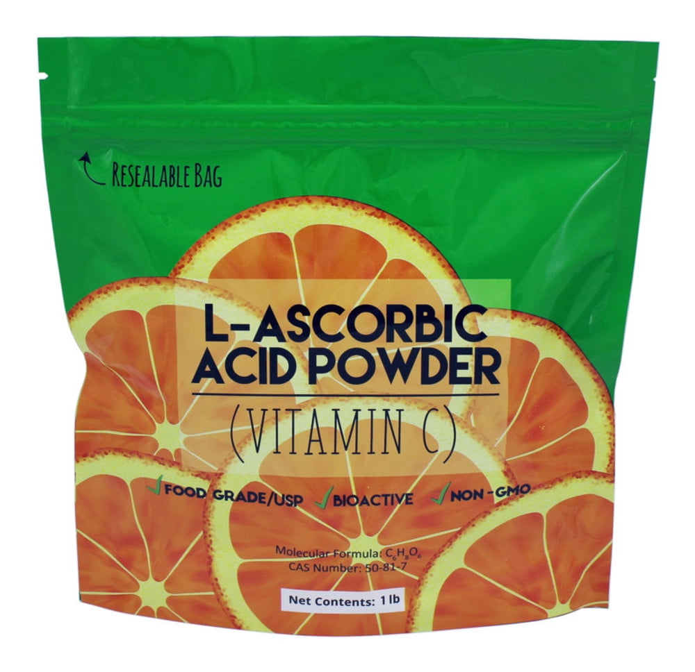 1 lb Bag of L-Ascorbic Acid Powder 99+% Food Grade USP36/BP2012 Naturally Fermented Pure White Crystals Form of Vitamin C