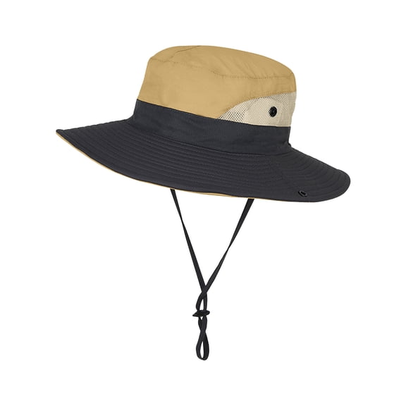 Women's Ponytail Sun Hat Wide Brim Bucket Hat for Adults UV Protection Foldable Summer Beach Fishing Safari Cap with Adjustable Chin Strap Breathable Mesh Outdoor Activewear Accessory