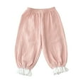 thumbnail image 3 of Juslio Girls Pants Solid Casual Summer NewLace Bound Leg Lantern Double-layer Gauze Outer Mosquito Proof Pink, 3 of 5