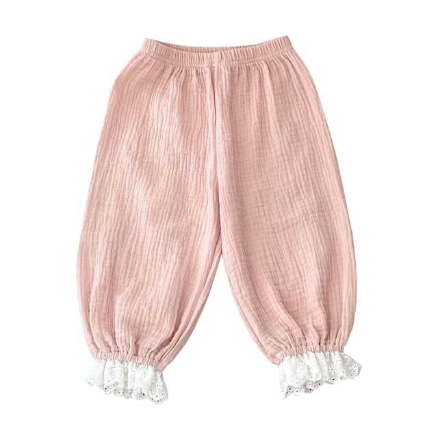 Odeerbi 6M-4Y Bloomers de Algodón Para Niñas Pantalones Jogger de Verano de Color Sólido Con Doble Capa de Gasa Pantalones de Gasa de Doble Capa Pantalones Haren