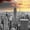 Empire State Sunset Pop, variant on Elephant Stock Skyline Tower Wall Art - Horizontal Multi Panel Canvas - Living Room Wall Decor - Places Multi Panel - Orange And Gray Decor - 29" x 12"