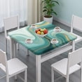 thumbnail image 3 of Blue and Gold Marble Flow Veins Pattern Square Fitted Tablecloth with Elastic Edge,Square Table Cover,Washable Elastic Table Cover for Home Kitchen Party Decor 34"x34", 3 of 6