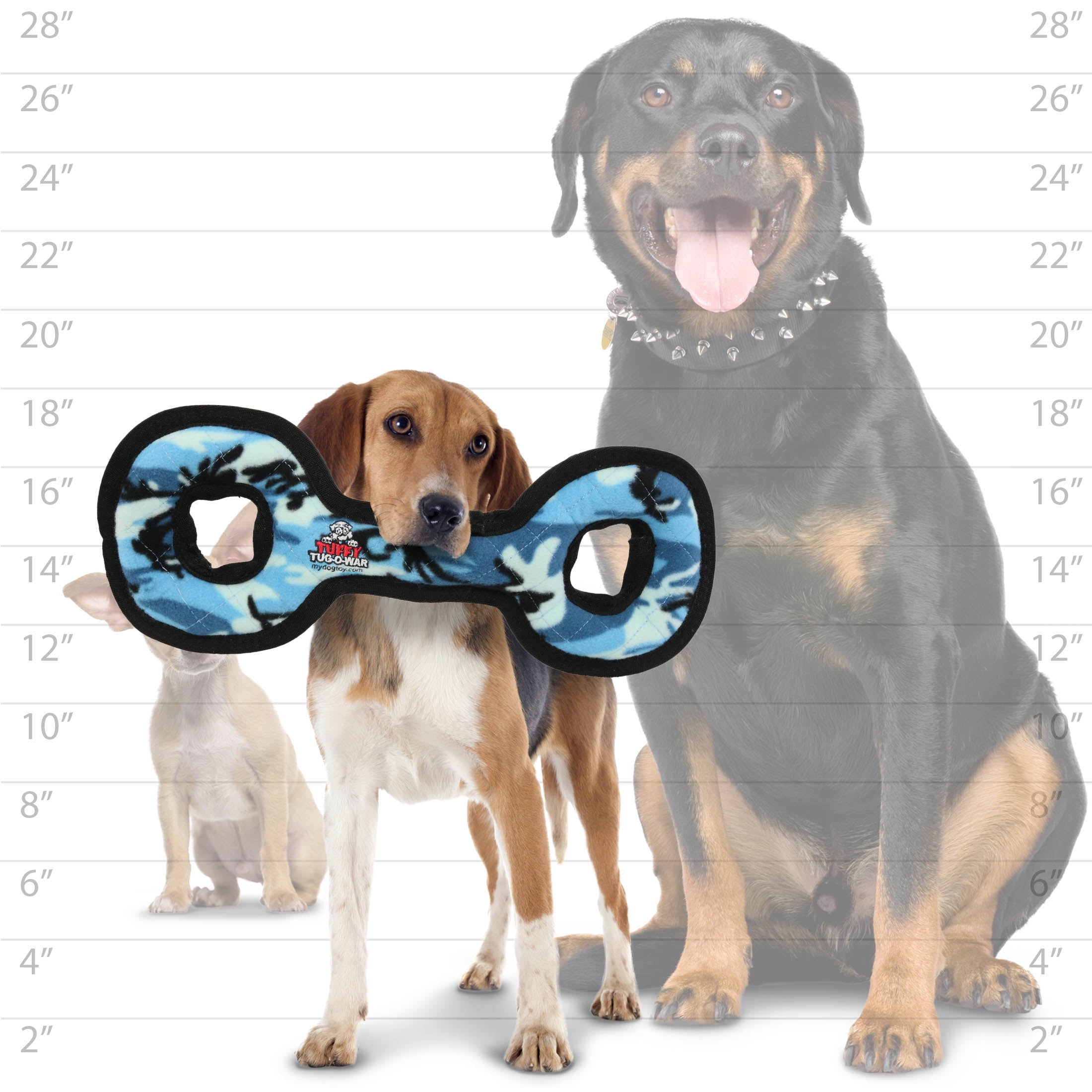 Tuffy Medium Tug-O-War Blue Camo Durable Plush Squeaky Dog Toy
