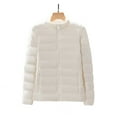 thumbnail image 2 of Tawop Womens Winter Jacket 2024 Utility Mid-Length Solid Color Cold Resistant Long Sleeve Zip Up White L, 2 of 3