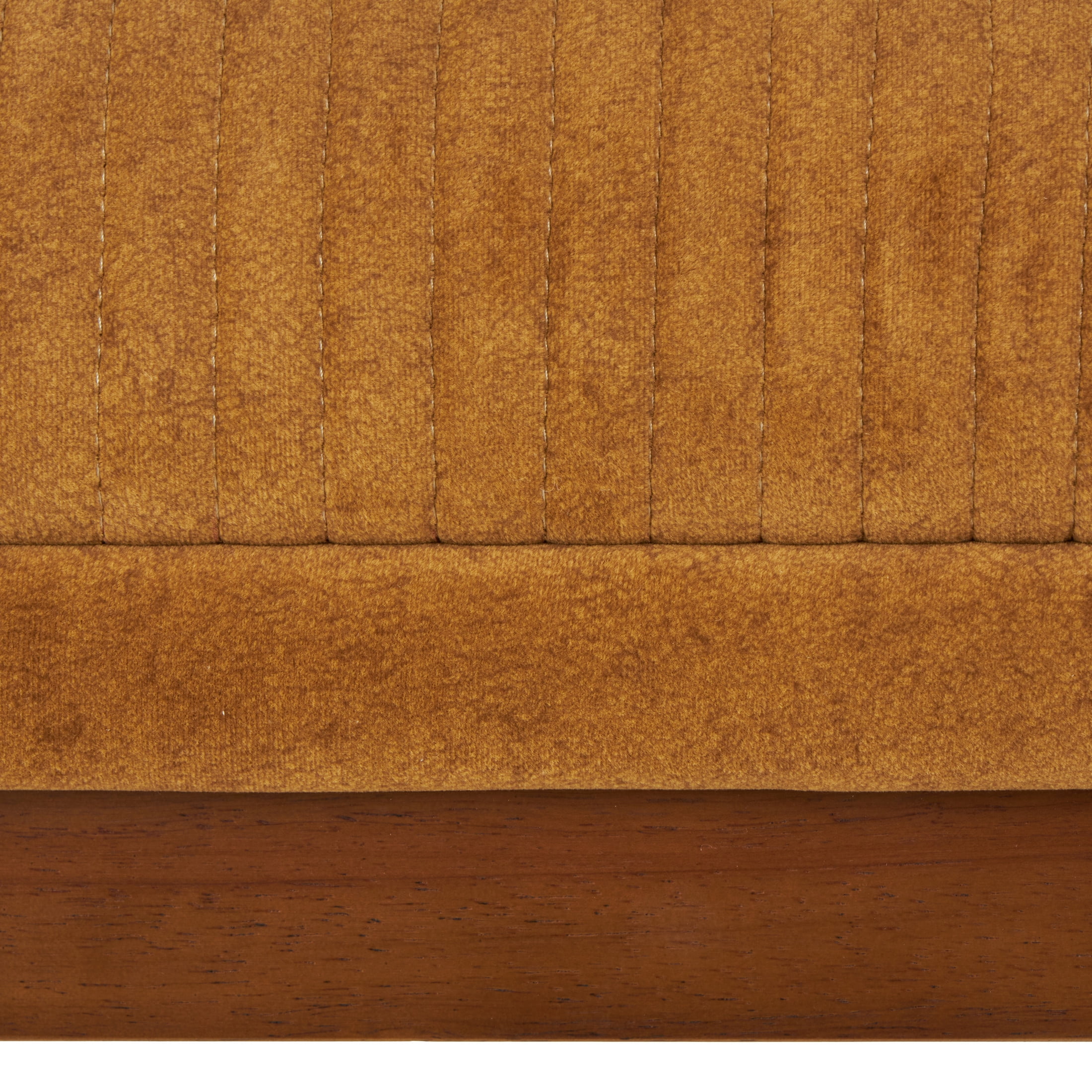 DecMode Polyester Curved Back Lounge Chair with Wooden Frame, Brown