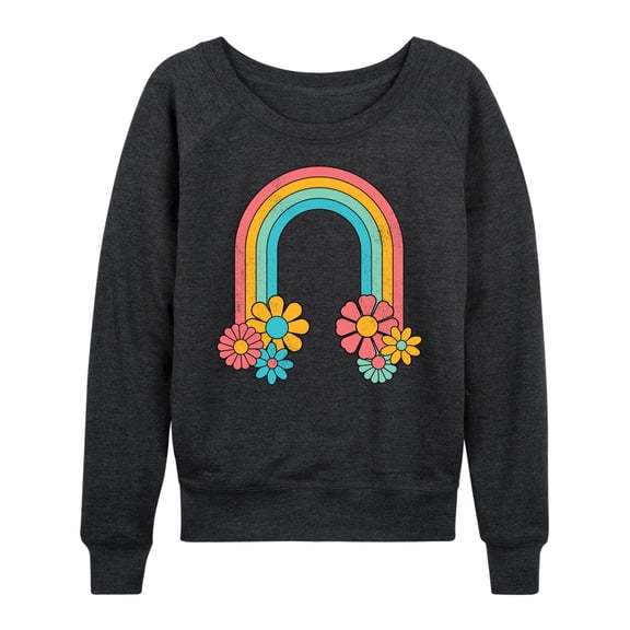 Instant Message - Flowers and Rainbows - Women's Lightweight French Terry Long Sleeve Shirt