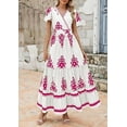 thumbnail image 3 of PRETTYGARDEN Womens Summer Casual V Neck Boho Maxi Dress Flowy Aline Bell Sleeve Tiered Floral Dresses with Pocket, 3 of 7
