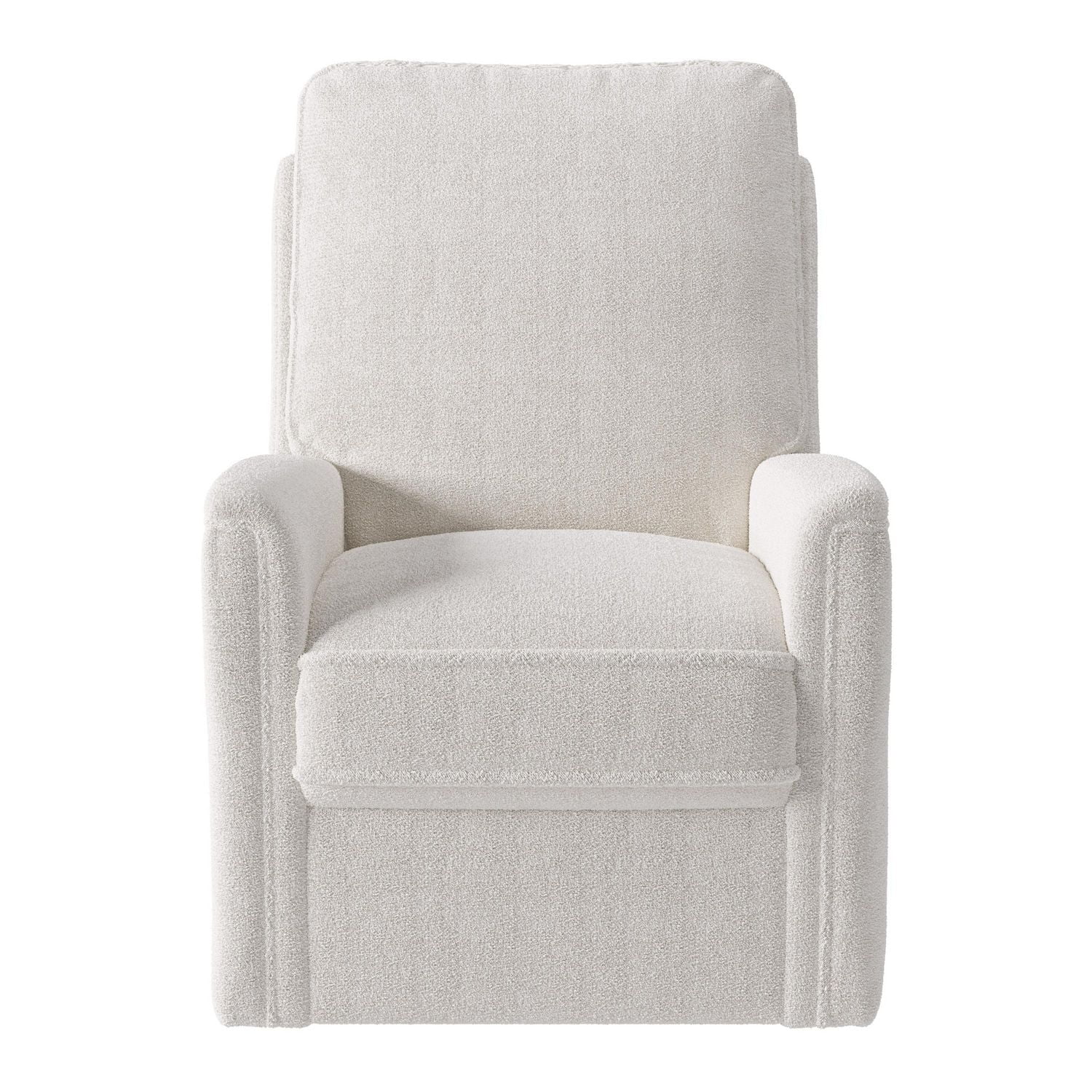 CorLiving Jasmine White Boucle Fabric Upholstered Plush Cushioned Glider Swivel Manual Indoor Recliner