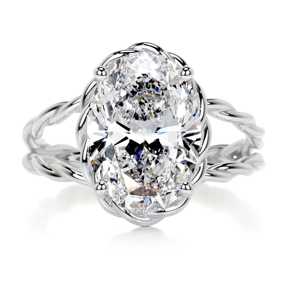 First Jewel 2.2 Ct Oval Excellent Cut Diamond Ring for Her - 14K White Gold Over Wedding Anniversary Ring - Twisted Rope Engagement Ring for Women's - Solo Stone Wedding Diamond Ring for Women's