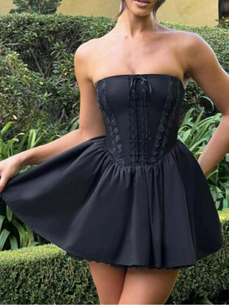 white christmas dresses Tube Top Corset Meesh Short Bodycon Dress