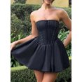 thumbnail image 4 of Michellecmm Women's Corset Mini Dress Strapless Lace Trim Solid Color Tube Top Dress Short Party Dress, 4 of 9