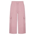 thumbnail image 4 of cocolona Womens Casual Capri Cargo Pants Elastic Waist Drawstring Wide Leg Outdoor Hiking Cropped Pants with Pockets, 4 of 5